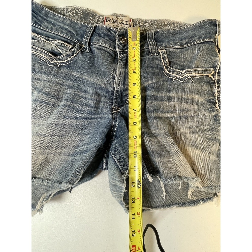 Ariat Blue Jean Shorts Women's 32 Distressed Cut Off Western Cowgirl Rodeo Jeans - Picture 4 of 7
